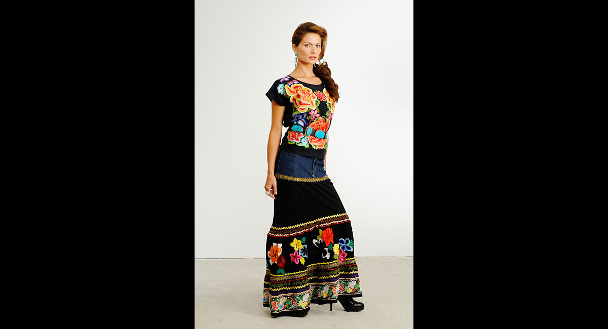 Modeling Floral Embroidered Dress